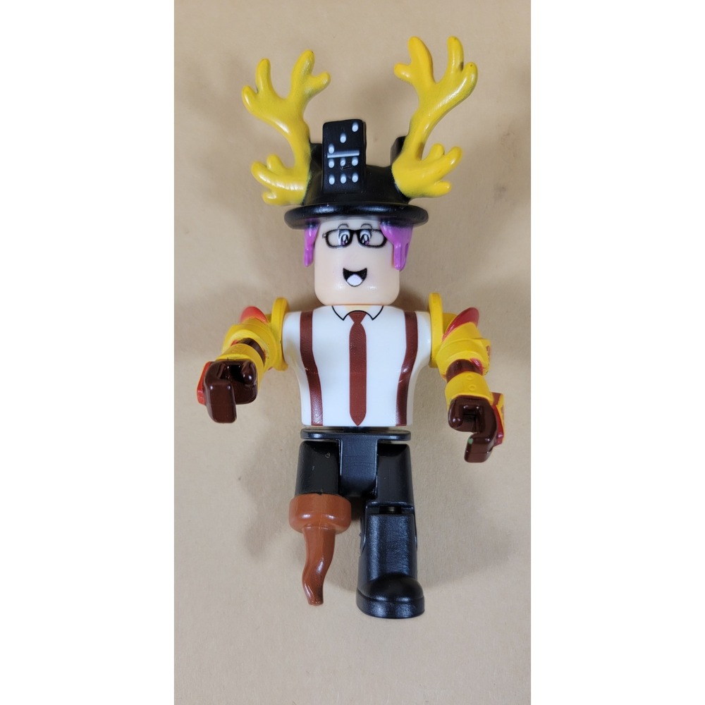 Roblox Bethink Action Figure Domino Top Hat Antlers Peg Leg Character Toy 3.25"